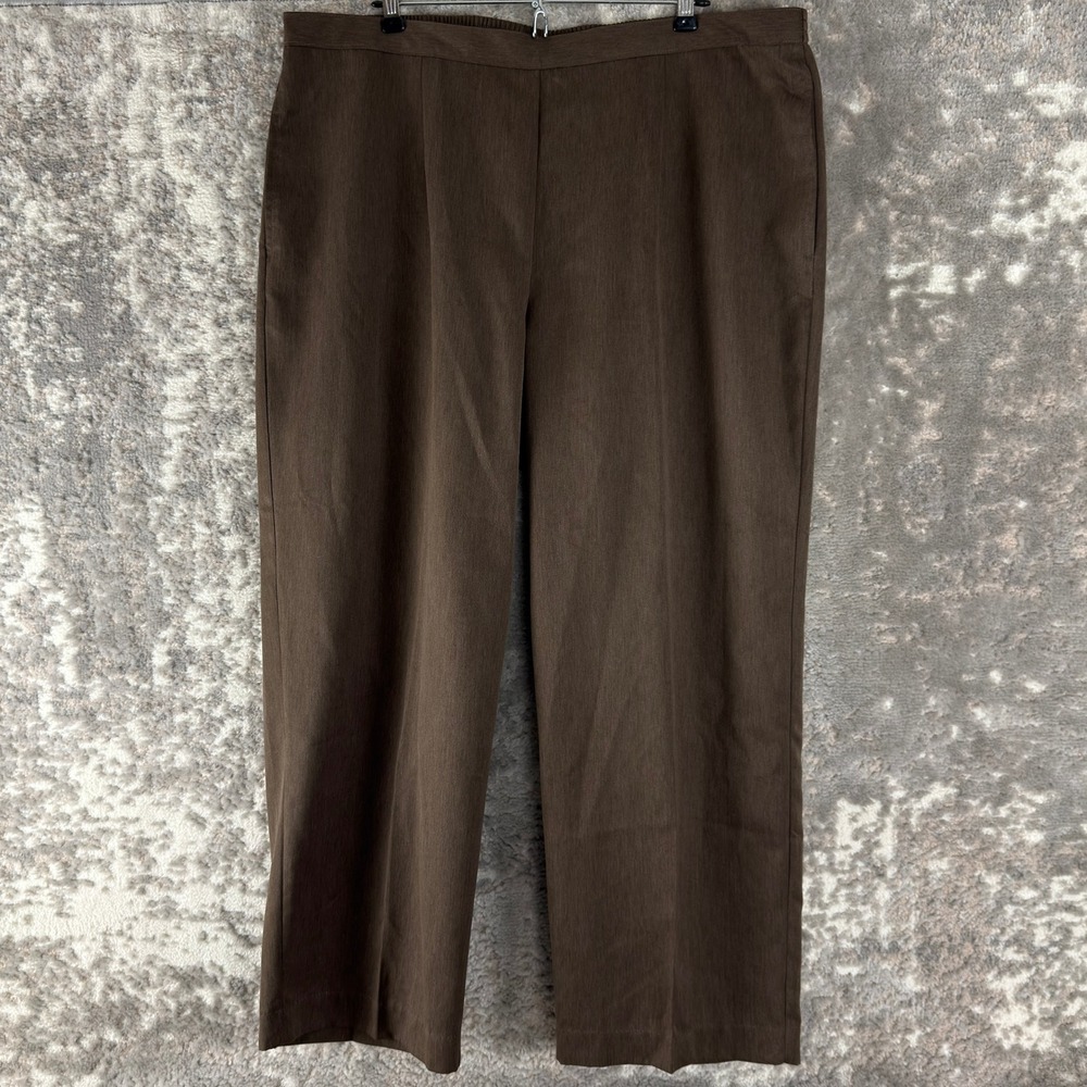 Alfred Dunner Plus Size 20W Elastic Waist Casual Comfort‎ Trousers Brown Women